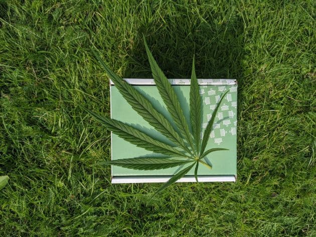 Parcel with a cannabis leaf on top